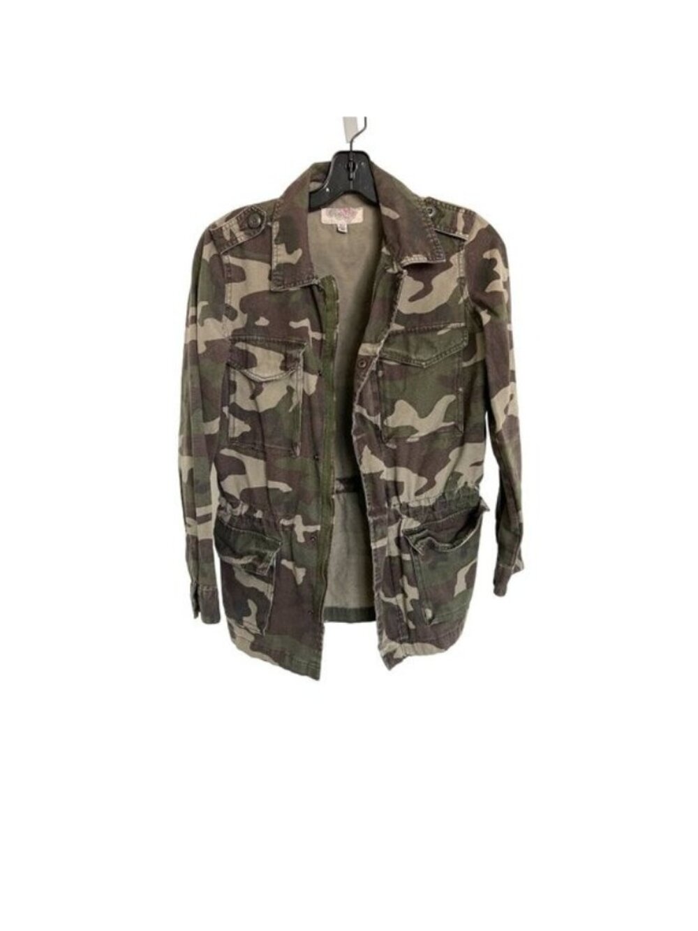 Ecoté Camo Military-Style Jacket With Pockets & Drawstring Waist